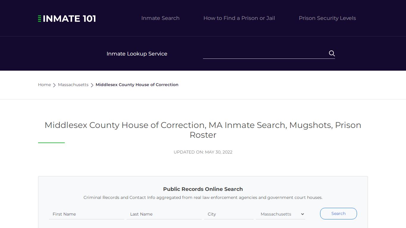 Middlesex County House of Correction, MA Inmate Search ...